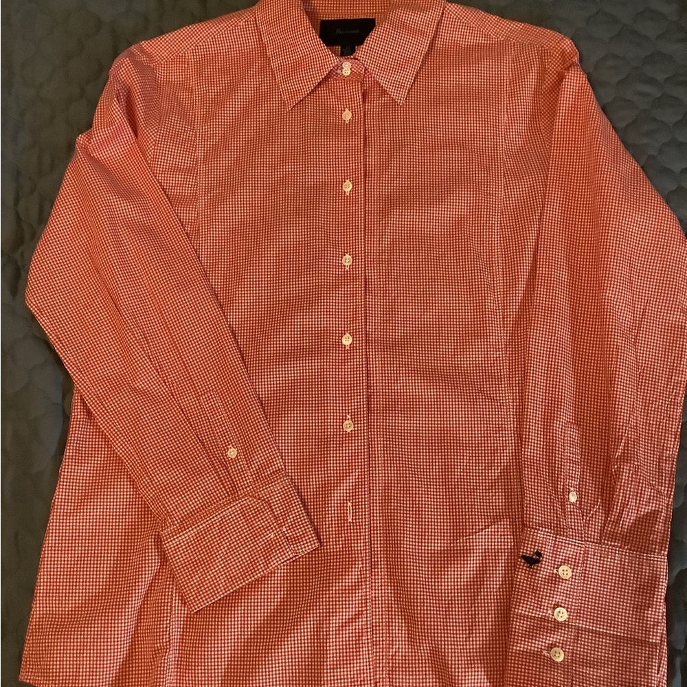 Red Checkered Faconnable Button-Up Shirt Sz. 12